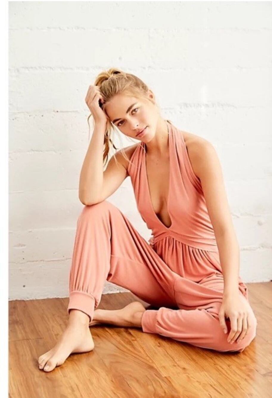 Free People Movement No Contest Halter Jumpsuit Terracotta Size Xs
